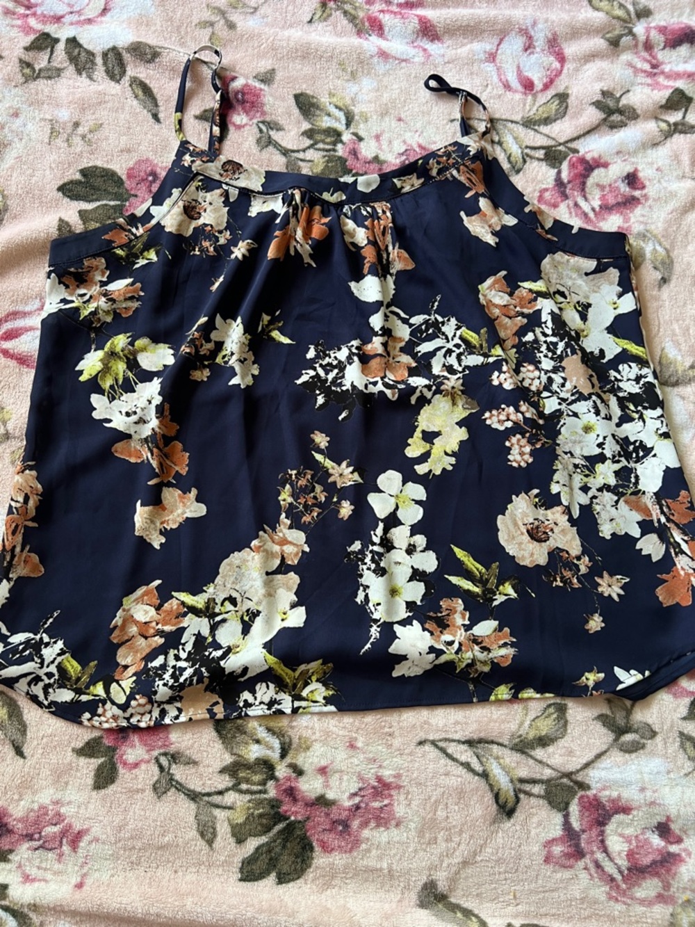 LOFT Navy Floral Spaghetti Strap Camisole